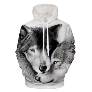 White and Black Wolf Hoodie | Wolf-Horde S