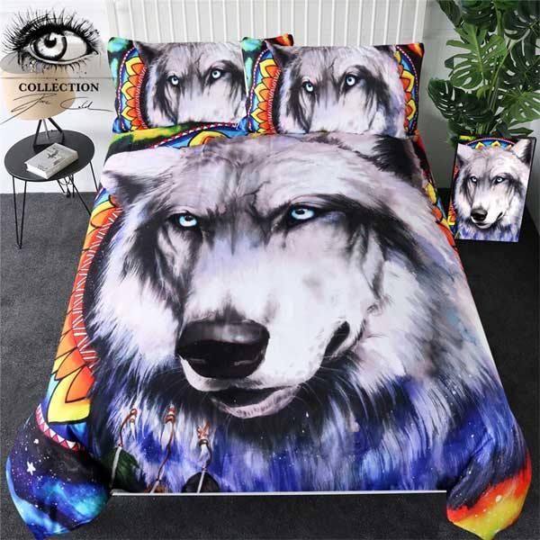 White Wolf Bedding Set | Wolf-Horde-Simple (172x218)-