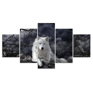 White Wolf Canvas Wall Art | Wolf-Horde-Small-