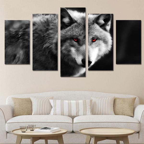 White Wolf Red Eyes Painting | Wolf-Horde-Small-
