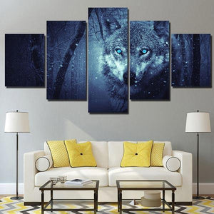 White Wolf With Blue Eyes Painting | Wolf-Horde-Small-