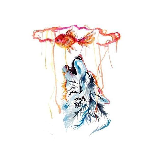 Wolf and Fish Tattoo | Wolf-Horde-1 piece-