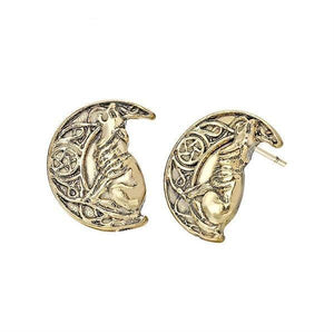Wolf and Moon Earrings | Wolf-Horde-Golden-