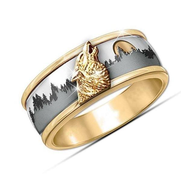 Wolf and Moon Ring | Wolf-Horde-52 mm-