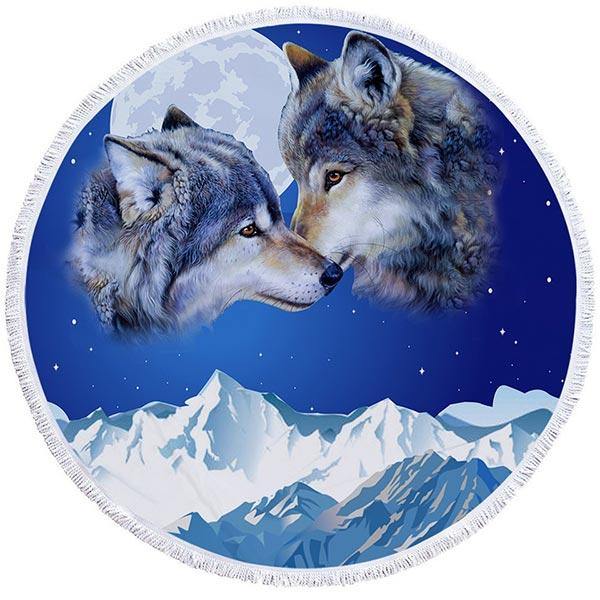 Wolf and Mountains Beach Towel | Wolf-Horde-100cm-