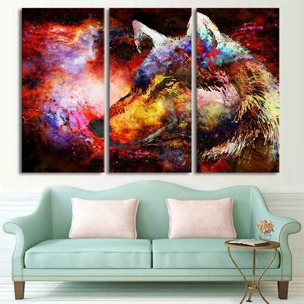 Wolf Art Painting | Wolf-Horde-Small (20x40cmx3)-