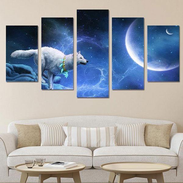 Wolf at Night Painting | Wolf-Horde-Small-