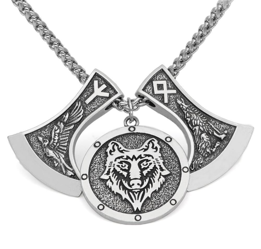 Wolf Axe Necklace | Wolf-Horde-Silver-