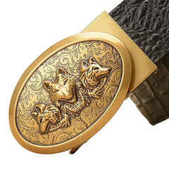 Wolf Belt: Elegant accessory | Wolf-Horde-Golden Black Belt Buckle-