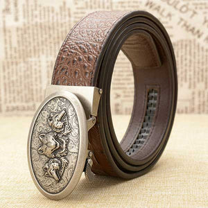 Wolf Belt: Elegant accessory | Wolf-Horde-brown silver belt loop-