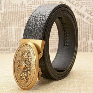 Wolf Belt: Elegant accessory | Wolf-Horde-Golden Black Belt Buckle-