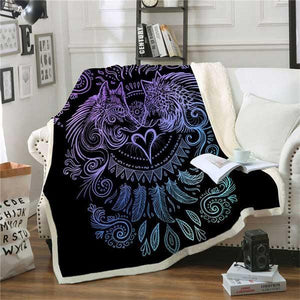 Wolf Design Fleece Blanket | Wolf-Horde-Black-