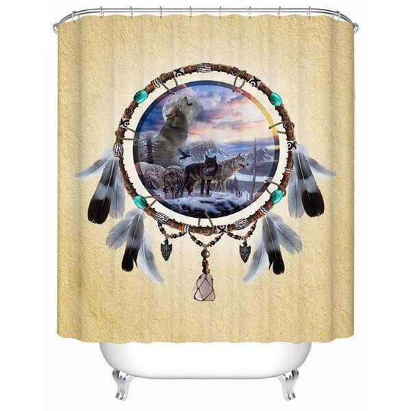 Wolf Dream Catcher Shower Curtain | Wolf-Horde-W90xH180cm-