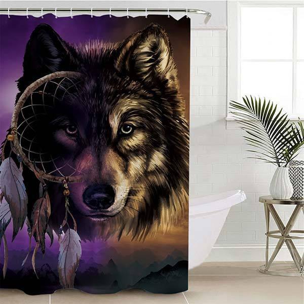 Wolf Dreamcatcher Shower Curtain | Wolf-Horde-W90xH180cm-