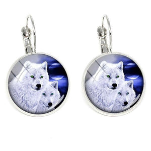 Wolf Earrings for Men | Wolf-Horde-White-