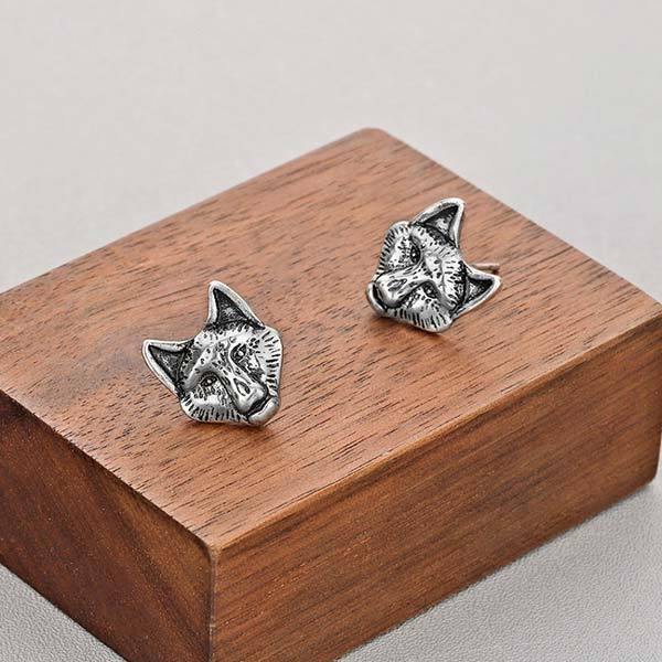 Wolf Earrings Stain Less Steel | Wolf-Horde-Silver-