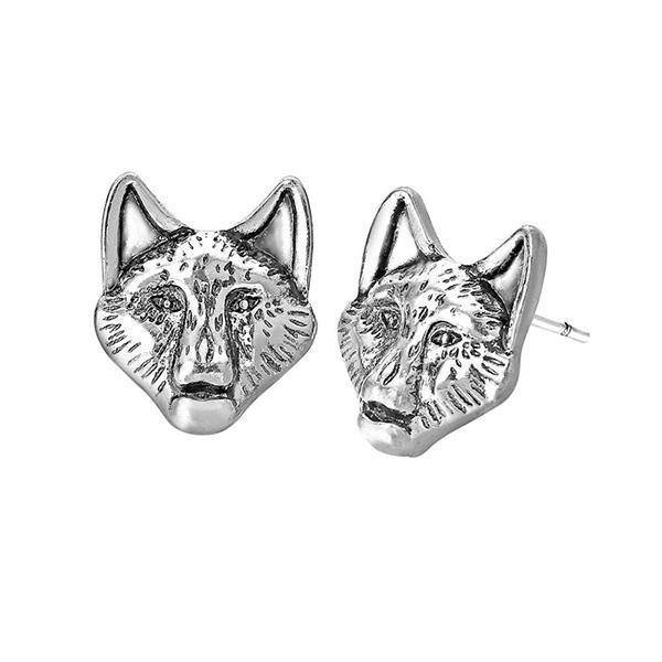 Wolf Earrings Stain Less Steel | Wolf-Horde-Silver-