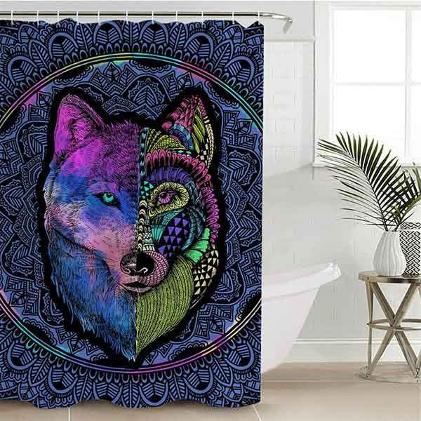 Wolf Face Shower Curtain | Wolf-Horde-W90xH180cm-