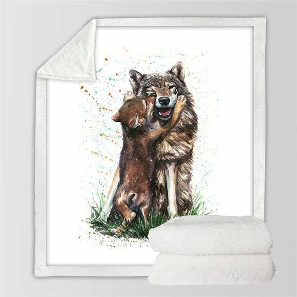 Wolf Fleece Throw Blanket | Wolf-Horde-75cmx100cm-