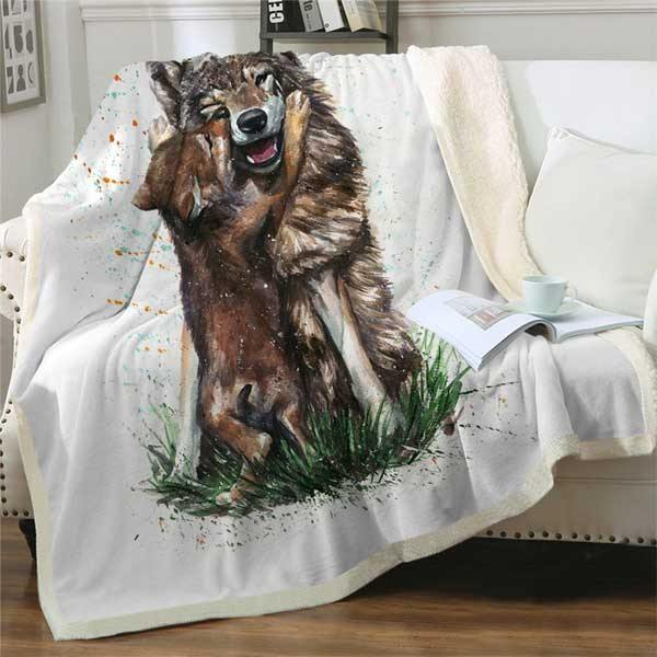 Wolf Fleece Throw Blanket | Wolf-Horde-75cmx100cm-