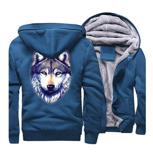 Wolf Fur Jacket with Head | Wolf-Horde Blue