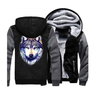Wolf Fur Jacket with Head | Wolf-Horde Dark Gray Black