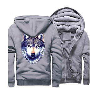 Wolf Fur Jacket with Head | Wolf-Horde Grey