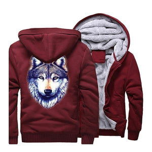 Wolf Fur Jacket with Head | Wolf-Horde Red