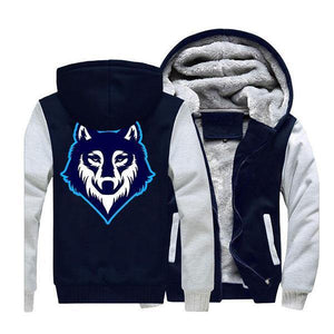 Wolf Fur Mens Jacket | Wolf-Horde Gray Dark Blue