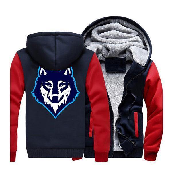 Wolf Fur Mens Jacket | Wolf-Horde Red Dark Blue