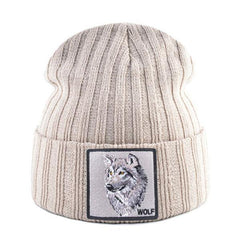 Wolf Head Beanie | Wolf-Horde-Beige-