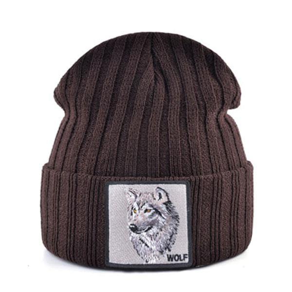 Wolf Head Beanie | Wolf-Horde-Brown-