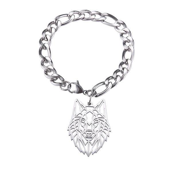 Wolf Head Chain Bracelet | Wolf-Horde-Bracelet pendant +-