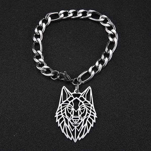 Wolf Head Chain Bracelet | Wolf-Horde-Bracelet pendant +-
