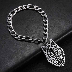 Wolf Head Chain Bracelet | Wolf-Horde-Bracelet pendant +-