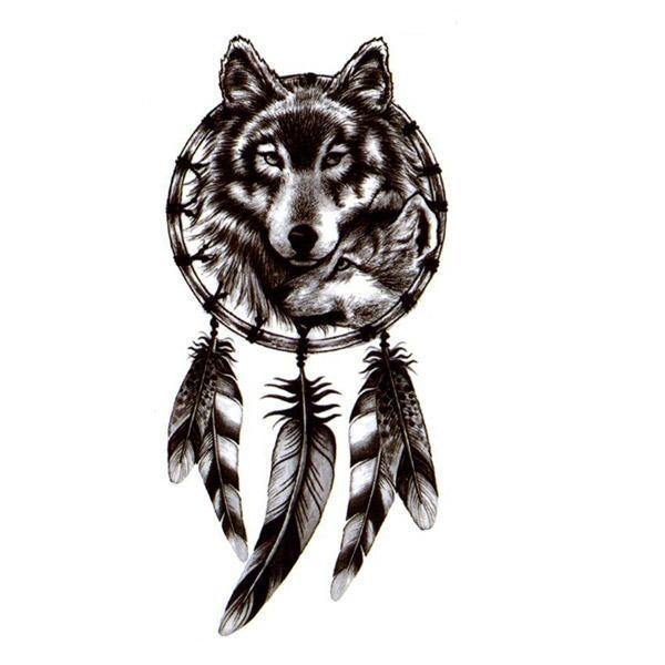 wolf dreamcatcher tattoos for men