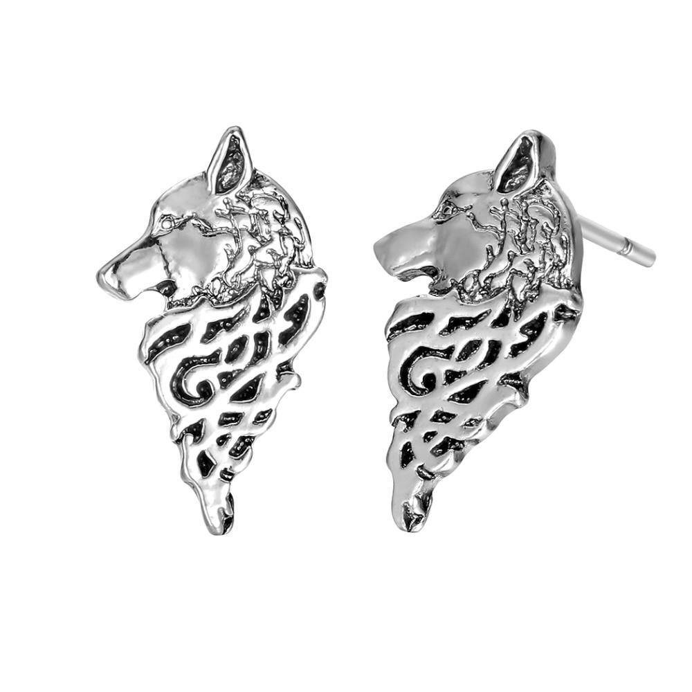 Wolf Head Earrings | Wolf-Horde-Silver-