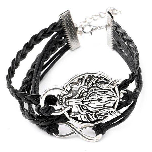 Wolf Head Leather Bracelet | Wolf-Horde-Infinite-