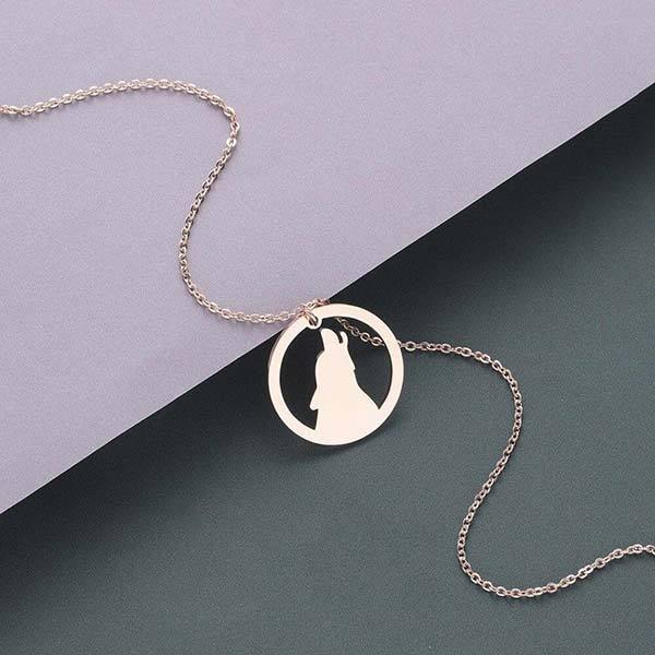 Wolf Howling Necklace | Wolf-Horde-Rose gold-