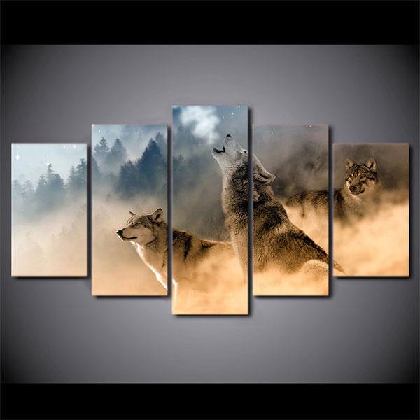 Wolf Howling Painting | Wolf-Horde-Small-