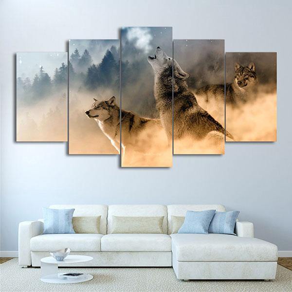 Wolf Howling Painting | Wolf-Horde-Small-