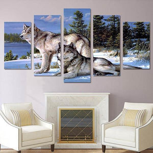 Wolf in Woods Painting | Wolf-Horde-Small-