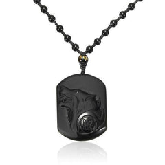 Wolf Necklace Obsidian | Wolf-Horde-pearl necklace-