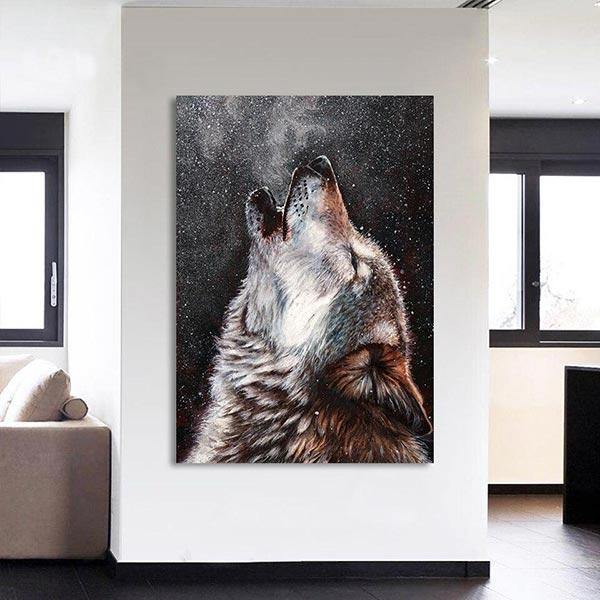 Wolf Painting Howling | Wolf-Horde-35x50cm-