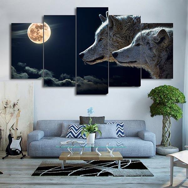 Wolf Painting with Moon | Wolf-Horde-Small-