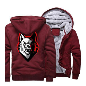 Wolf Pattern Fleece Jacket | Wolf-Horde Red