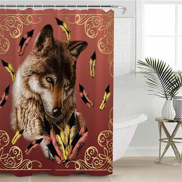 Wolf Print Shower Curtain | Wolf-Horde-W90xH180cm-