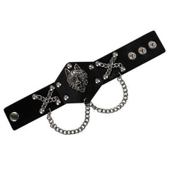 wolf punk rock bracelet : manly design | Wolf-Horde-Black-