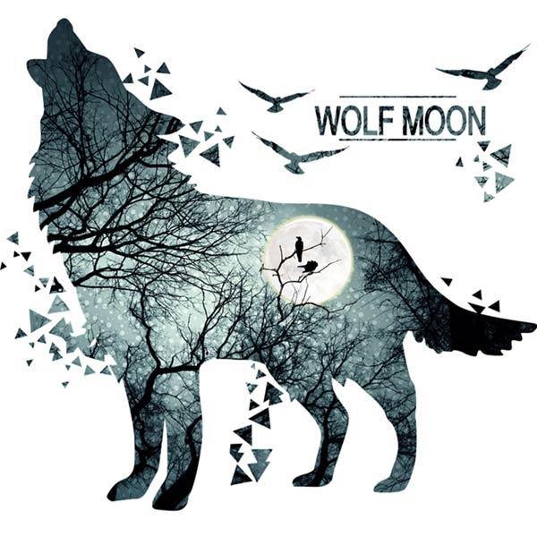 Wolf Stickers and moon : beautiful design | Wolf-Horde-wolf Stickers-