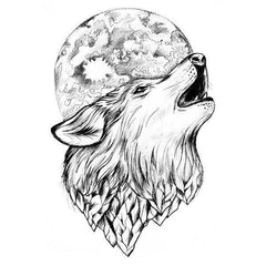 Wolf Tattoo Calf | Wolf-Horde-Full moon-